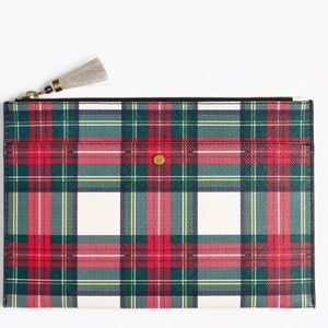 SOLD OUT ON JCREW.COM! large leather pouch- tartan